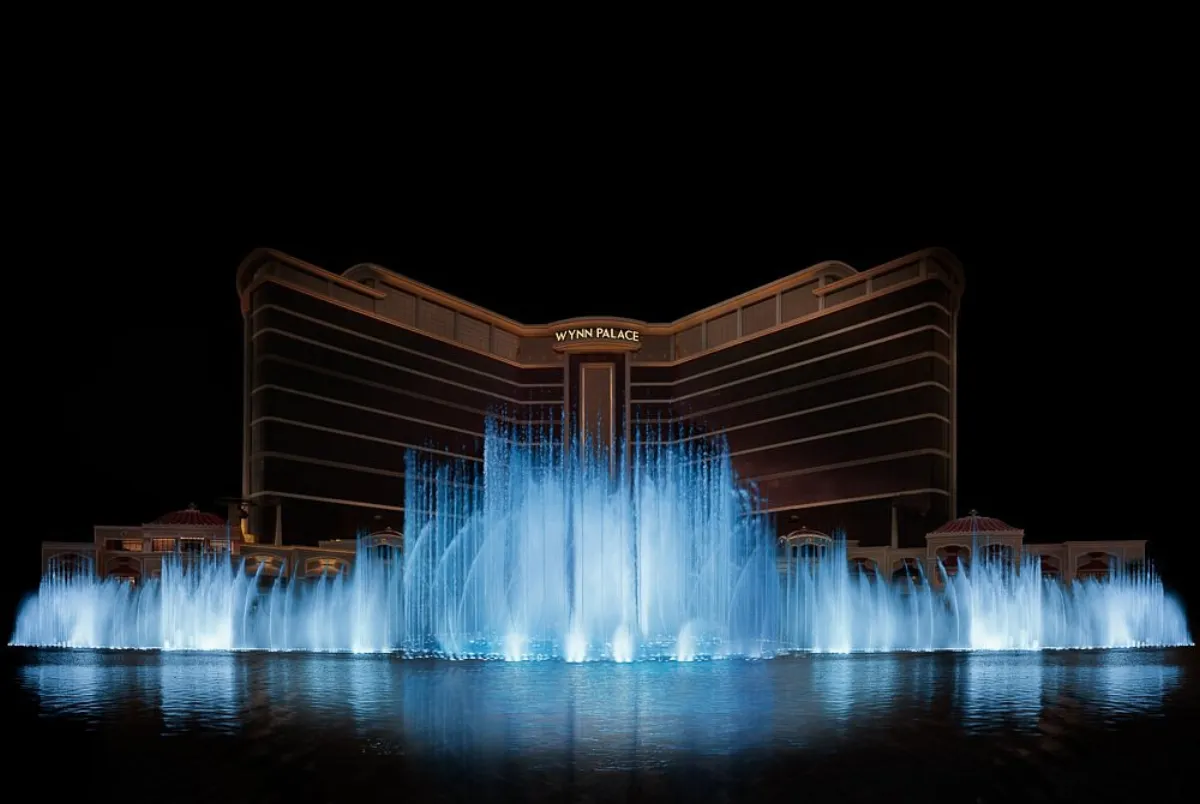 永利皇宫音乐喷泉表演夜景